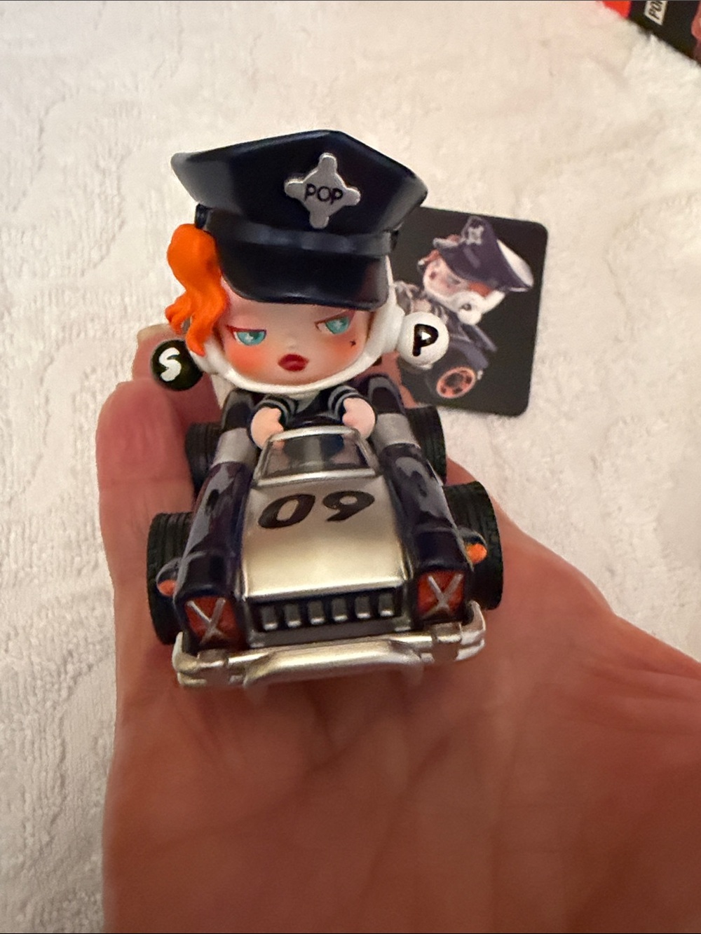 Discontinued Super Track Pop Mart Racing Box - Skullpanda vintage police 👮 car.